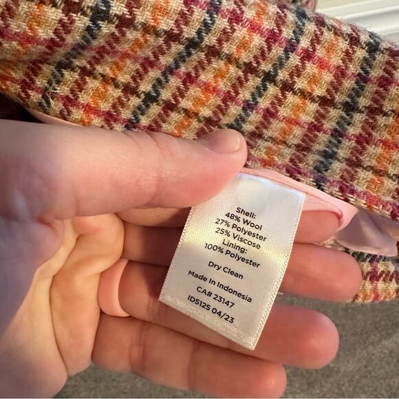 Talbots Pink Plaid Wool Blend Blazer Jacket 14 - Picture 5 of 11